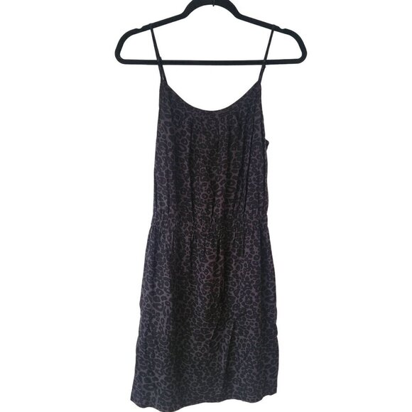 Madewell Eliot Black Leopard Print Sleeveless Dress Cocktail Mini Dress Size 4 - Picture 1 of 10